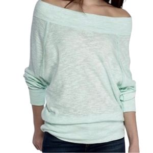 We The Free Mint Off-the-Shoulder Sweater